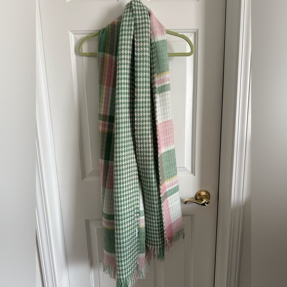 Pastel Green and Pink Plaid Scarf